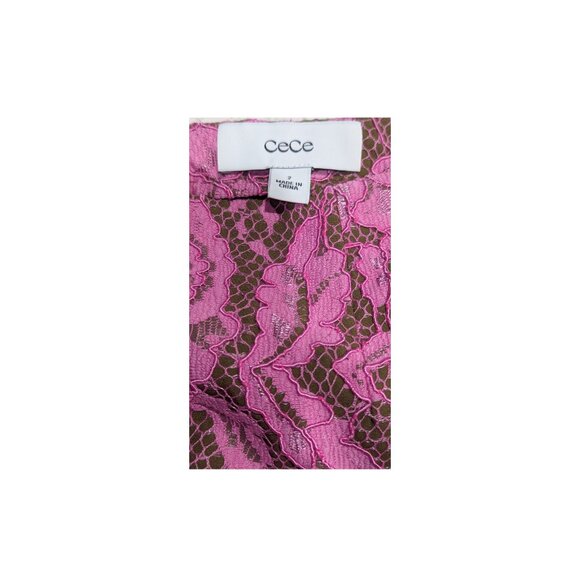 CeCe Pink Floral Lace Mini Skirt | Lined | Feminine Party Skirt - Picture 4 of 6